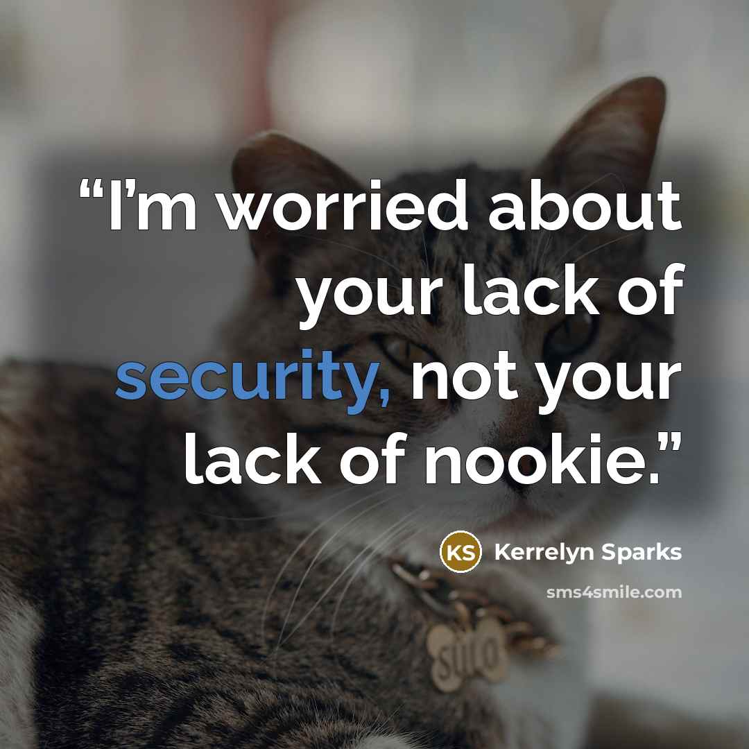“I’m worried about your lack of security, not your lack of nookie.” quote by Kerrelyn Sparks