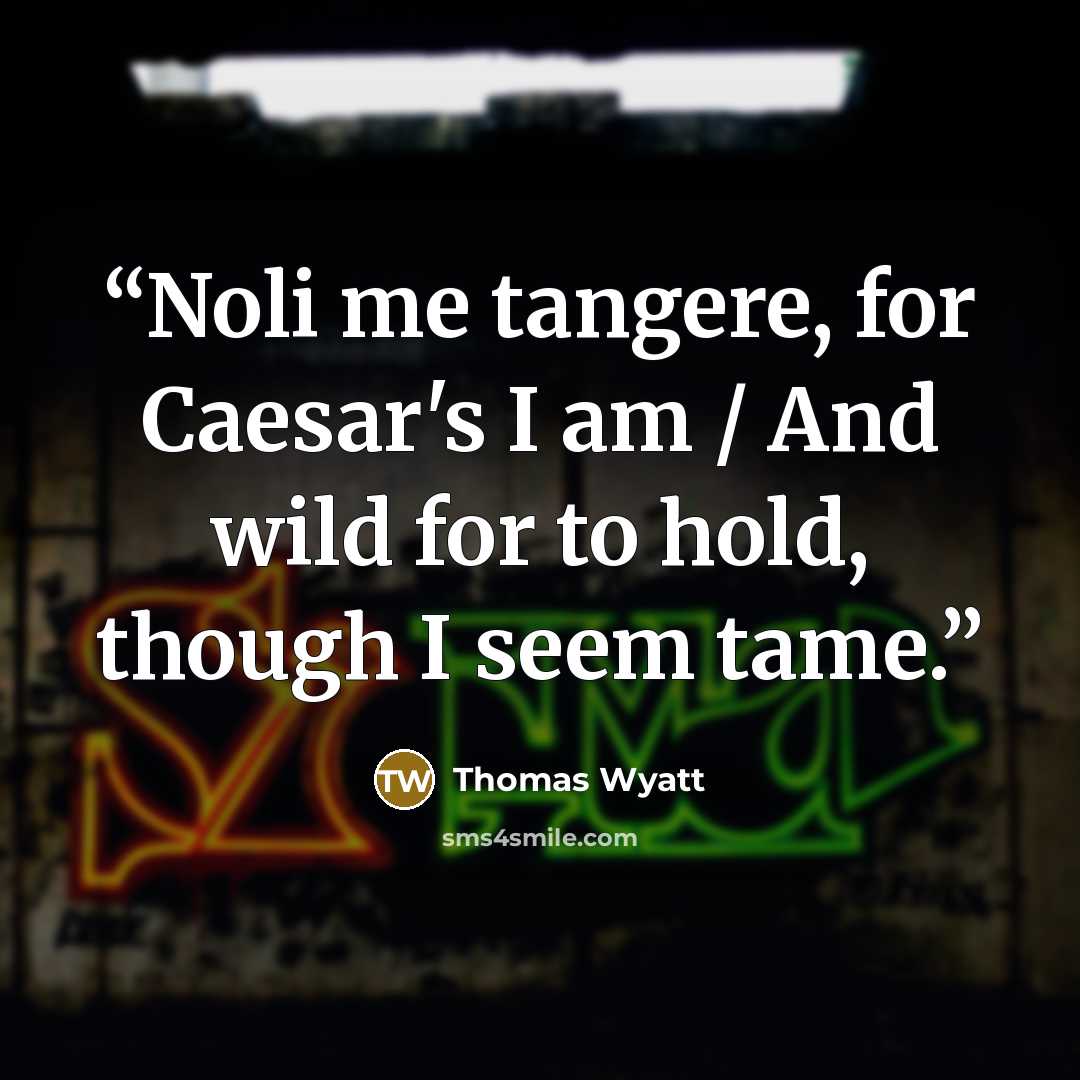 “Noli me tangere, for Caesar's I am / And wild for to hold, though I seem tame.” quote by Thomas Wyatt