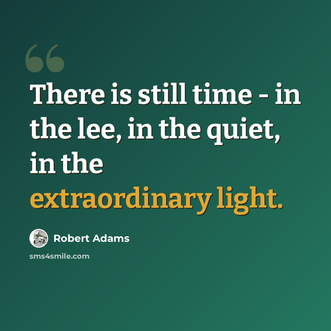 “There is still time - in the lee, in the quiet, in the extraordinary light.” quote by Robert Adams