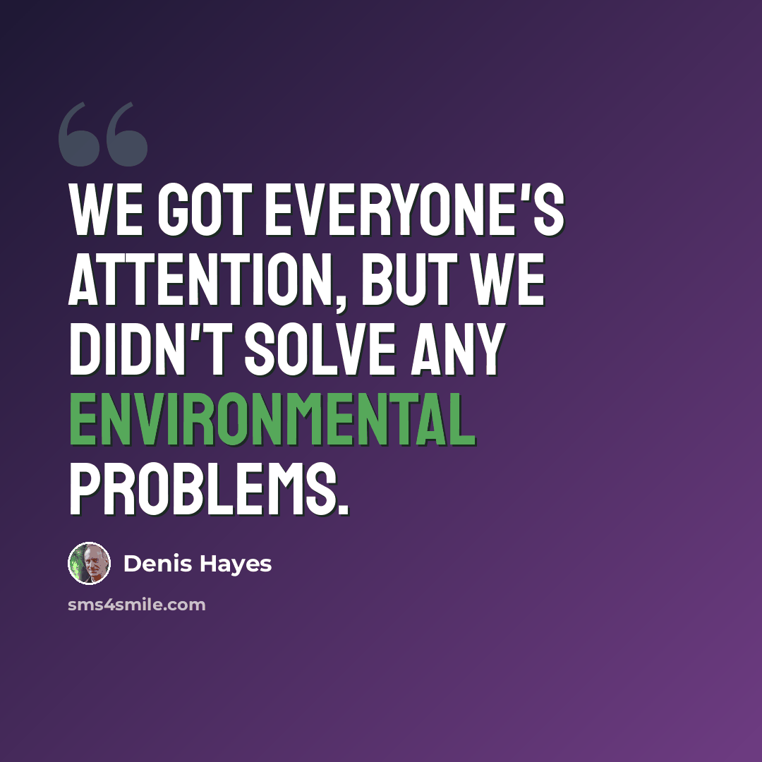 “We got everyone's attention, but we didn't solve any environmental problems.” quote by Denis Hayes
