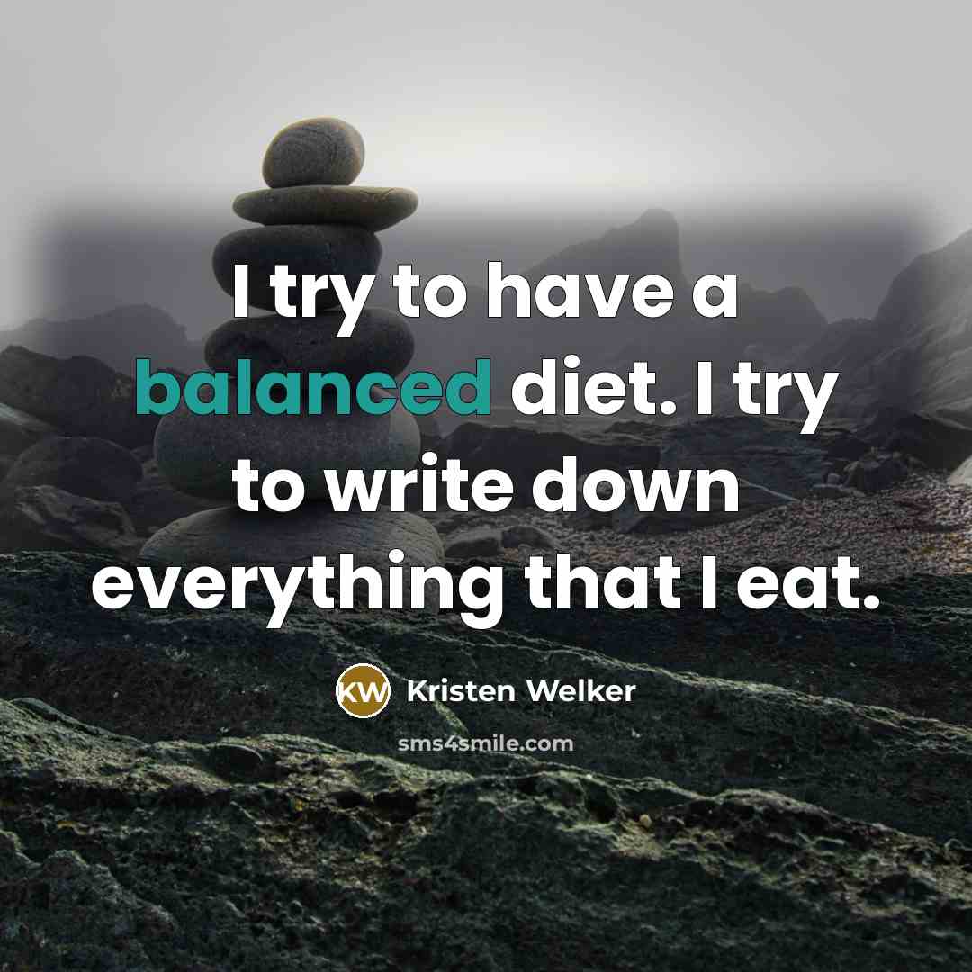 “I try to have a balanced diet. I try to write down everything that I eat.” quote by Kristen Welker
