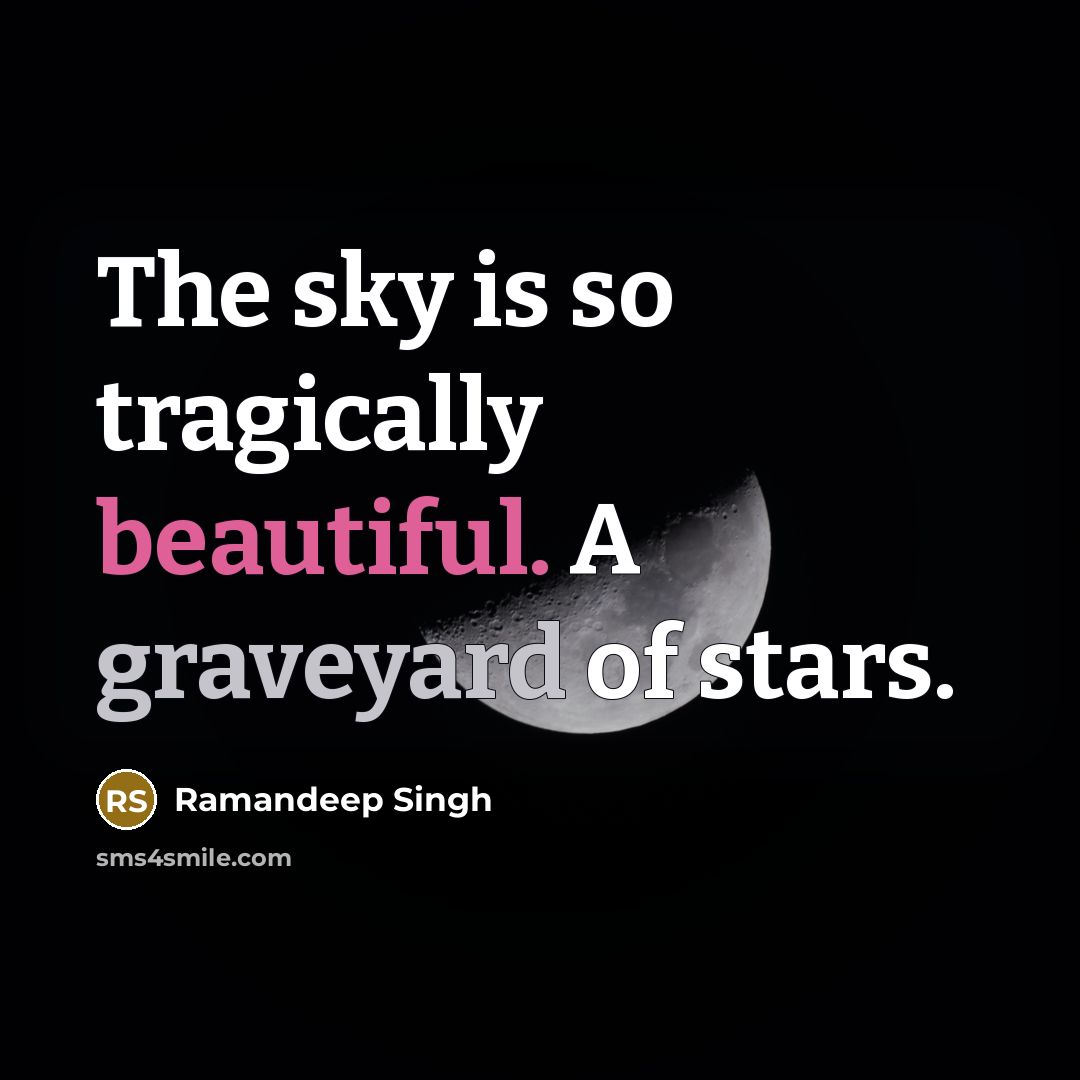 “The sky is so tragically beautiful. A graveyard of stars.” quote by Ramandeep Singh