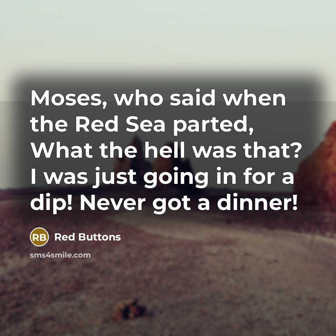 “Moses, who said when the Red Sea parted, What the hell was that? I was just going in for a dip! Never got a dinner!” quote by Red Buttons