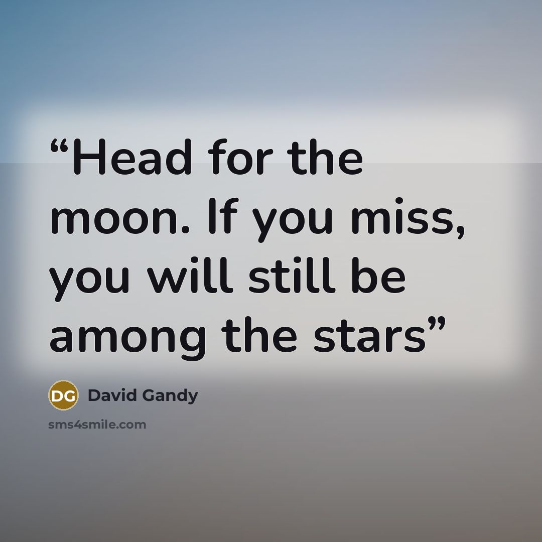 “Head for the moon. If you miss, you will still be among the stars” quote by David Gandy