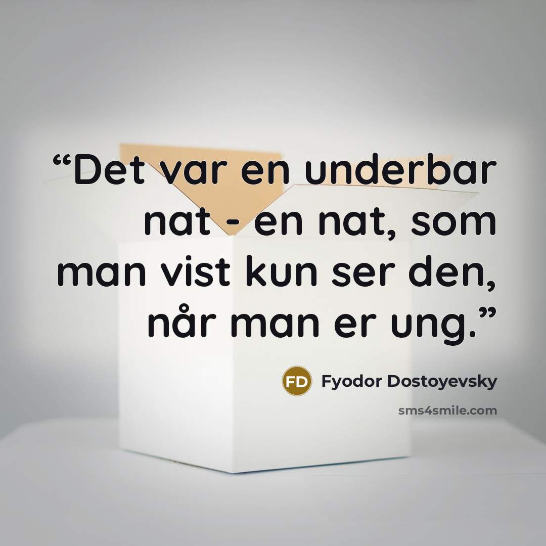 “Det var en underbar nat - en nat, som man vist kun ser den, når man er ung.” quote by Fyodor Dostoyevsky