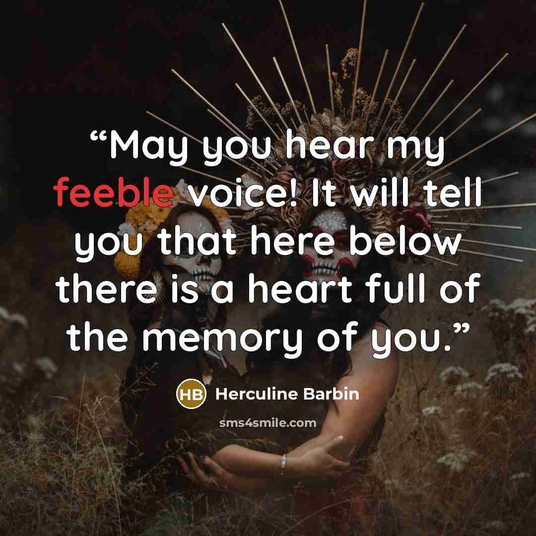 “May you hear my feeble voice! It will tell you that here below there is a heart full of the memory of you.” quote by Herculine Barbin