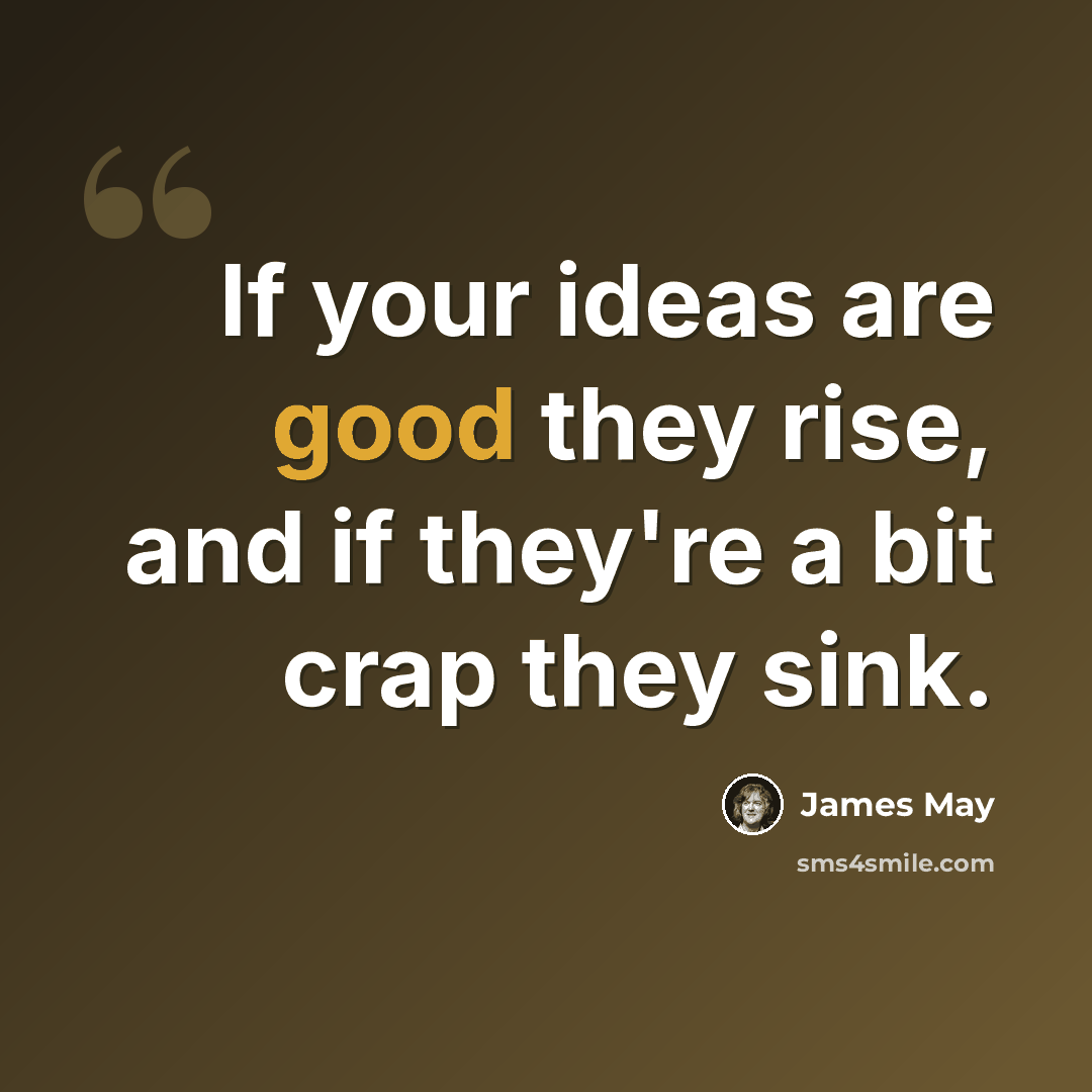 “If your ideas are good they rise, and if they're a bit crap they sink.” quote by James May
