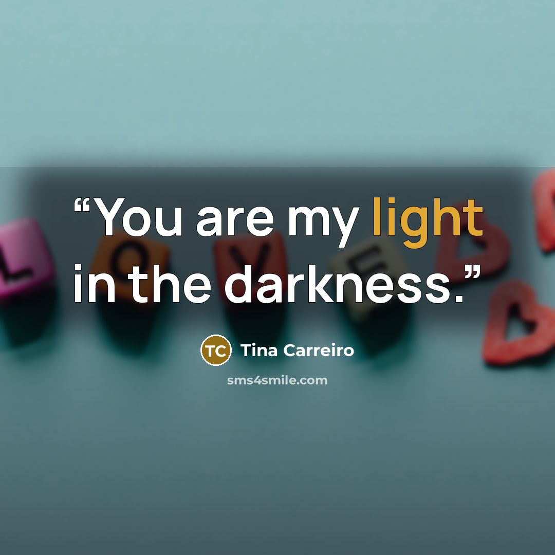 “You are my light in the darkness.” quote by Tina Carreiro