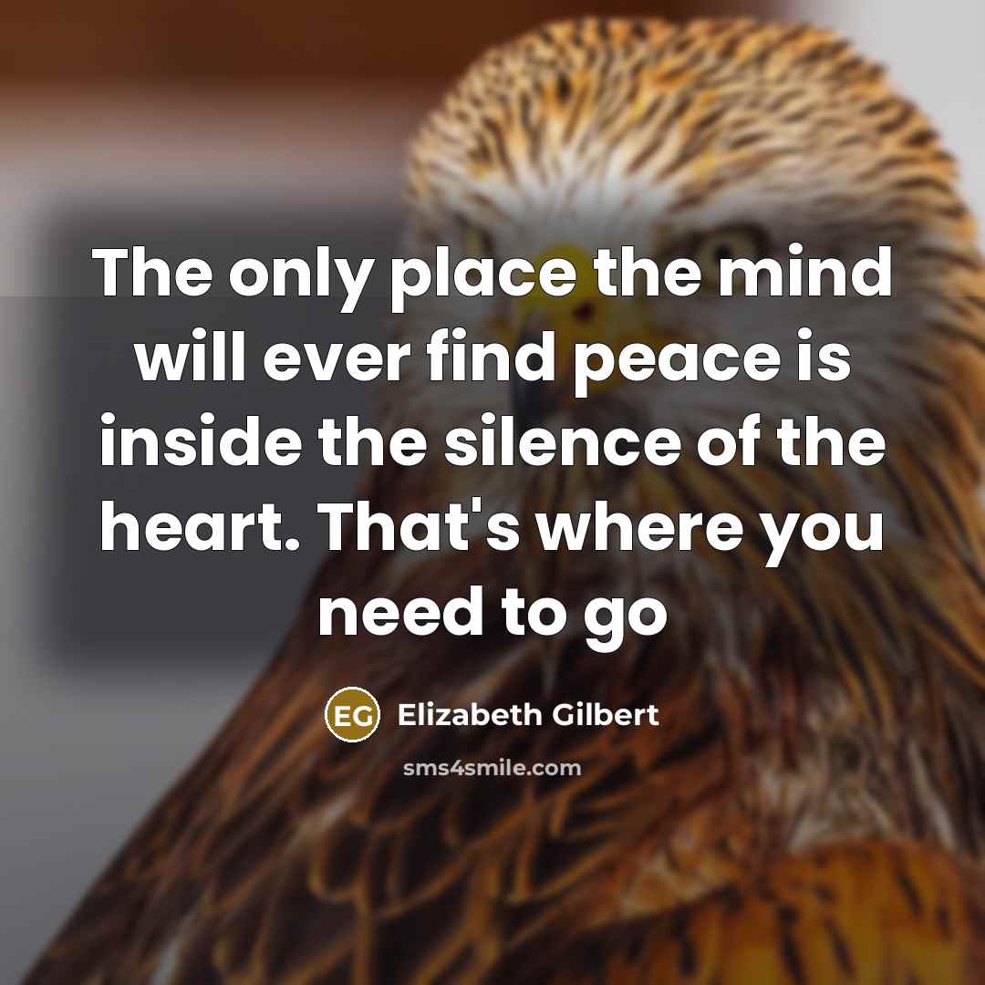 “The only place the mind will ever find peace is inside the silence of the heart. That's where you need to go” quote by Elizabeth Gilbert