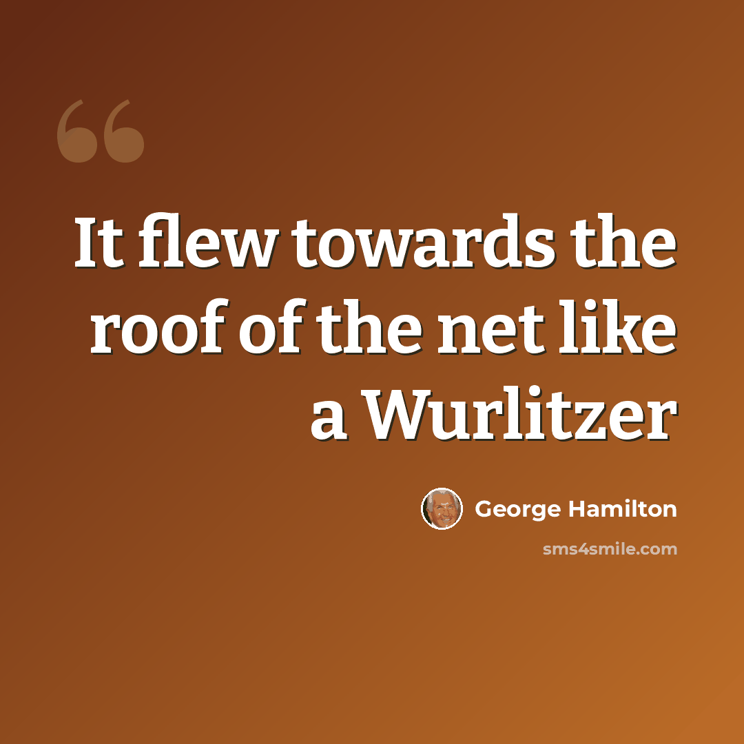 “It flew towards the roof of the net like a Wurlitzer” quote by George Hamilton