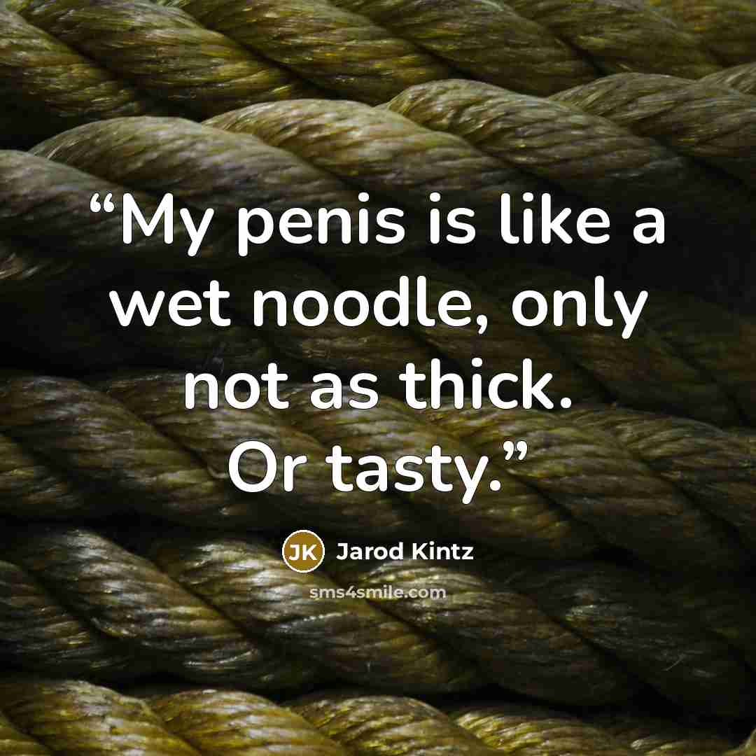 “My penis is like a wet noodle, only not as thick. Or tasty.” quote by Jarod Kintz