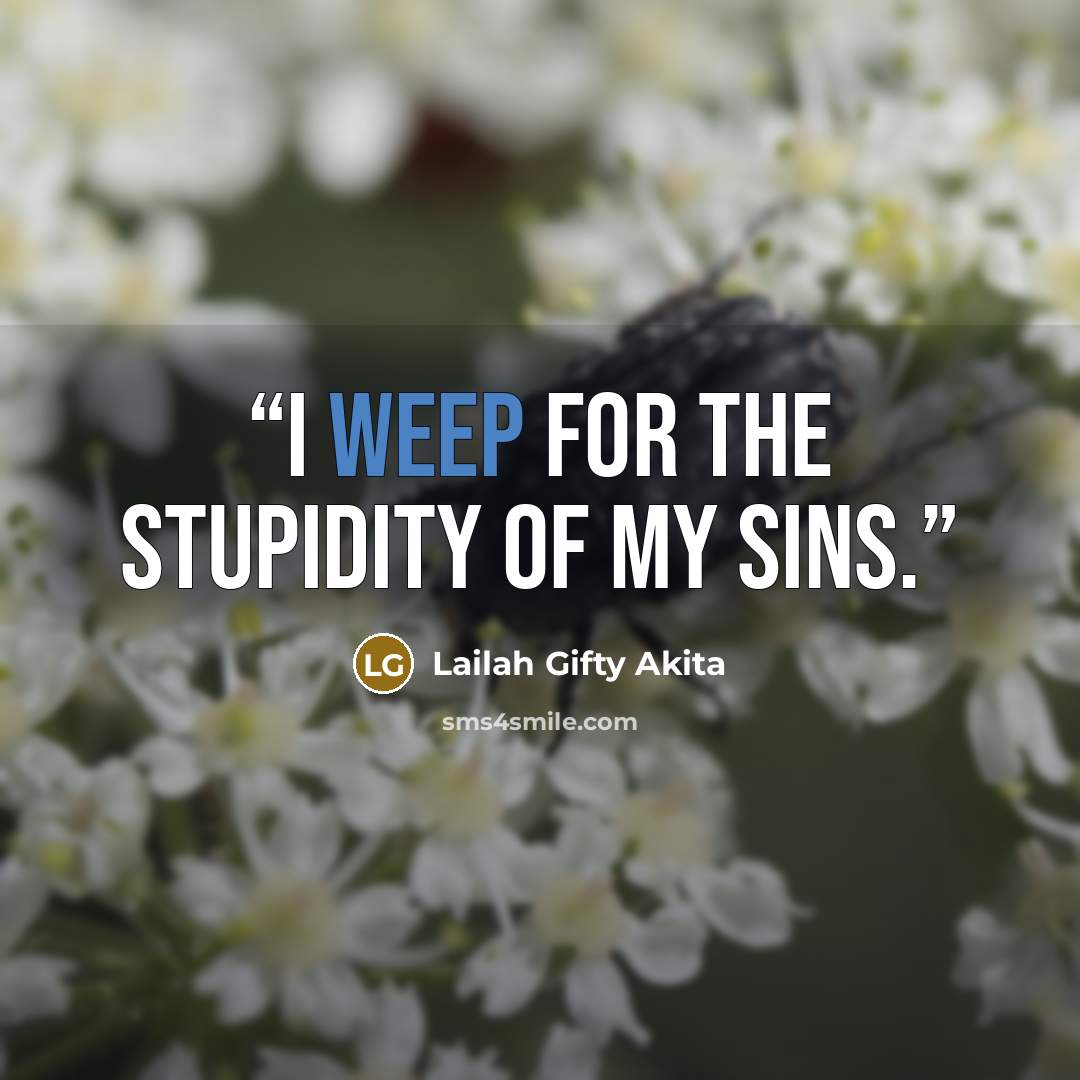 “I weep for the stupidity of my sins.” quote by Lailah Gifty Akita