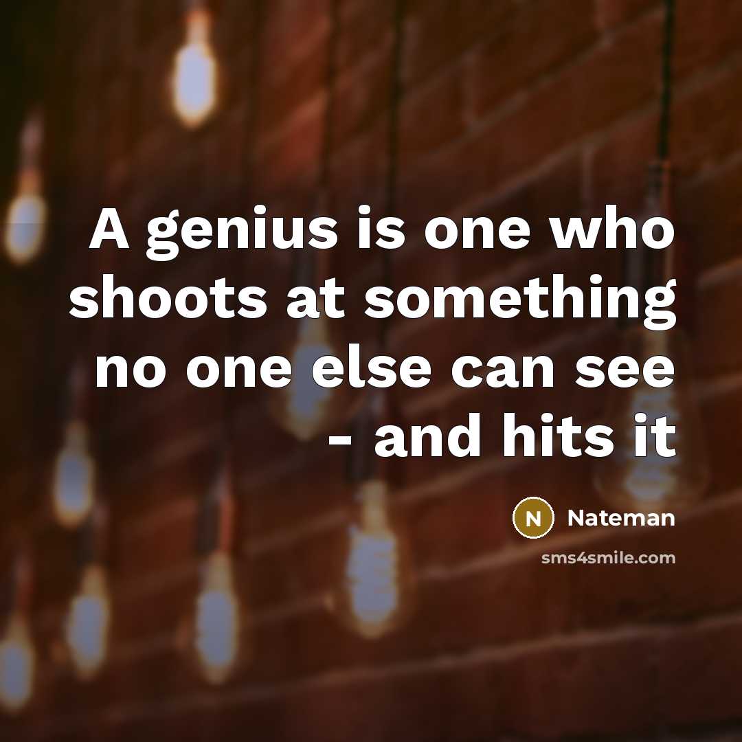 “A genius is one who shoots at something no one else can see - and hits it” quote by Nateman