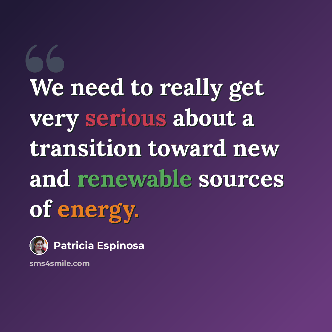“We need to really get very serious about a transition toward new and renewable sources of energy.” quote by Patricia Espinosa
