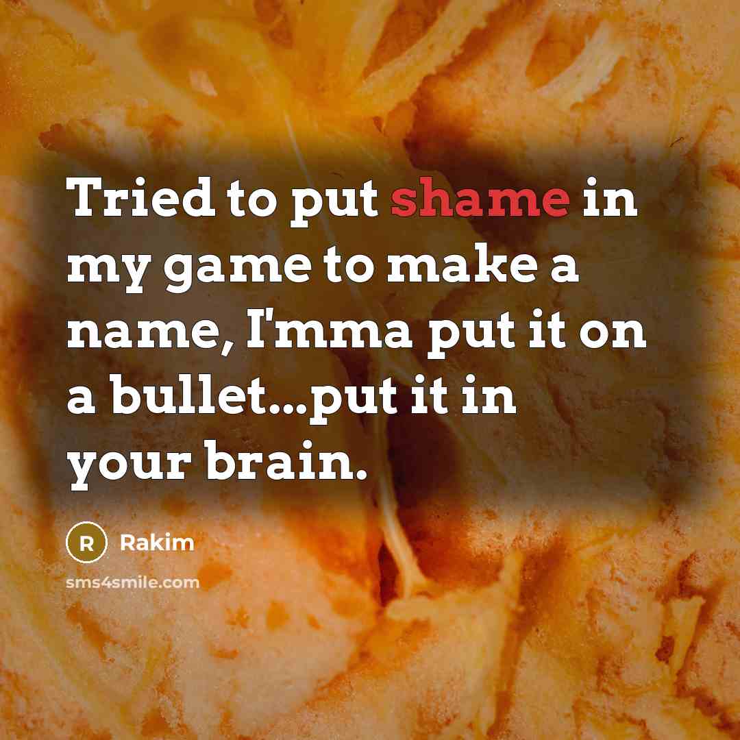 “Tried to put shame in my game to make a name, I'mma put it on a bullet...put it in your brain.” quote by Rakim
