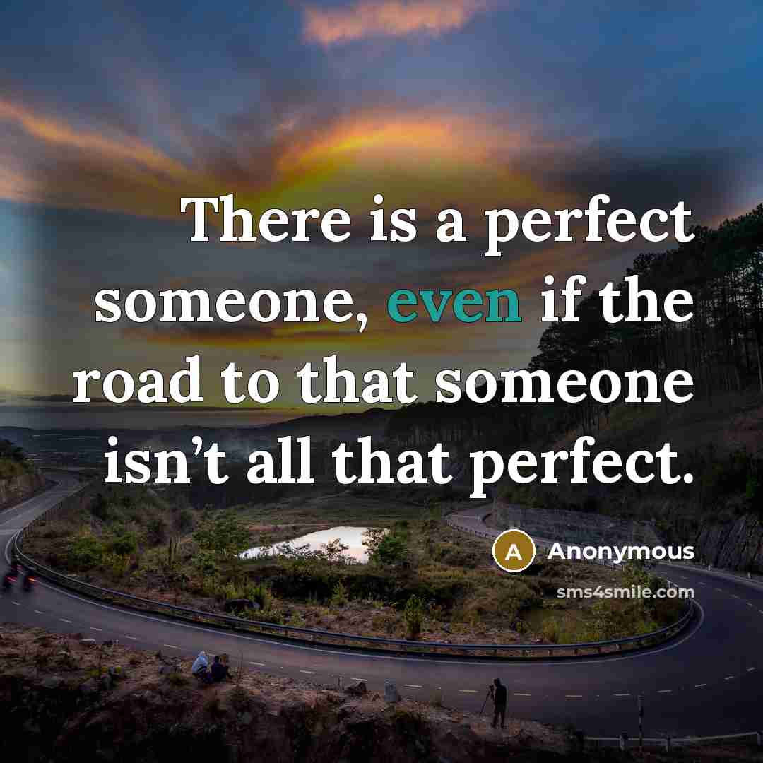 “There is a perfect someone, even if the road to that someone isn’t all that perfect.” quote by Anonymous