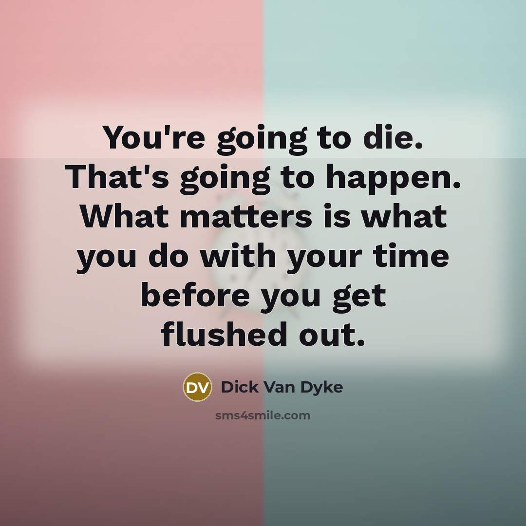 “You're going to die. That's going to happen. What matters is what you do with your time before you get flushed out.” quote by Dick Van Dyke