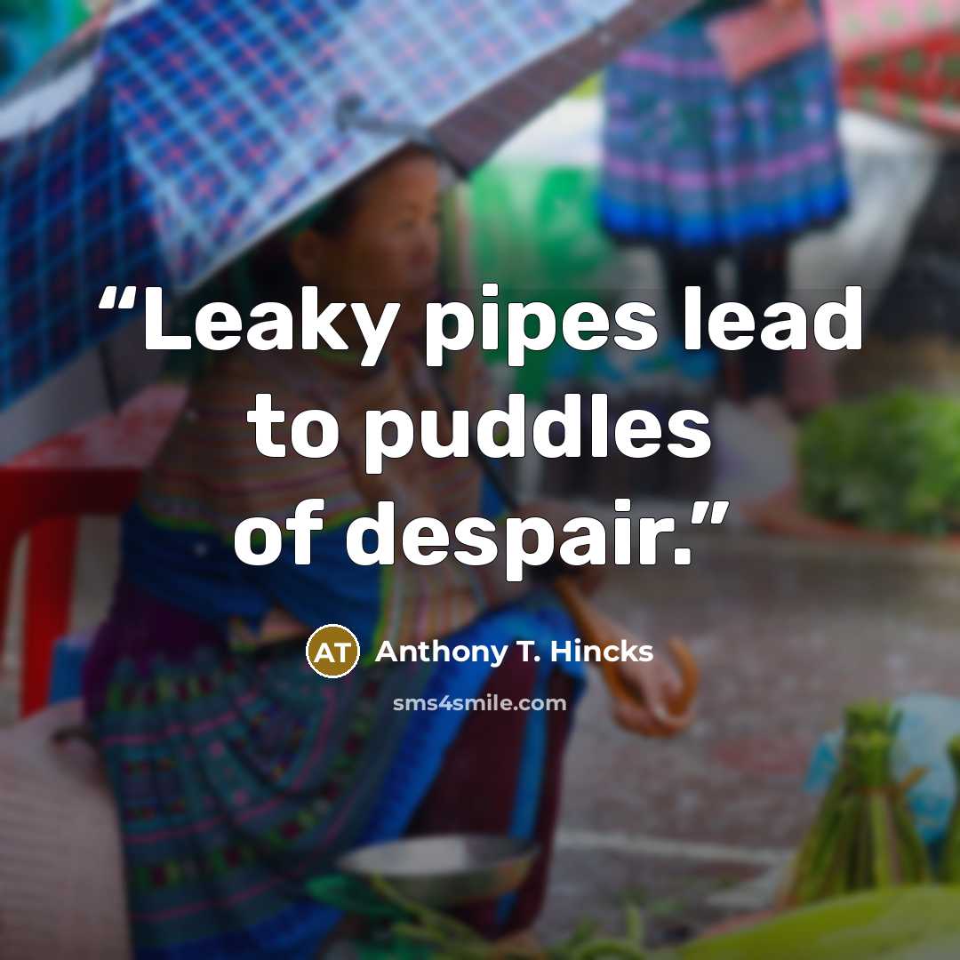 “Leaky pipes lead to puddles of despair.” quote by Anthony T. Hincks