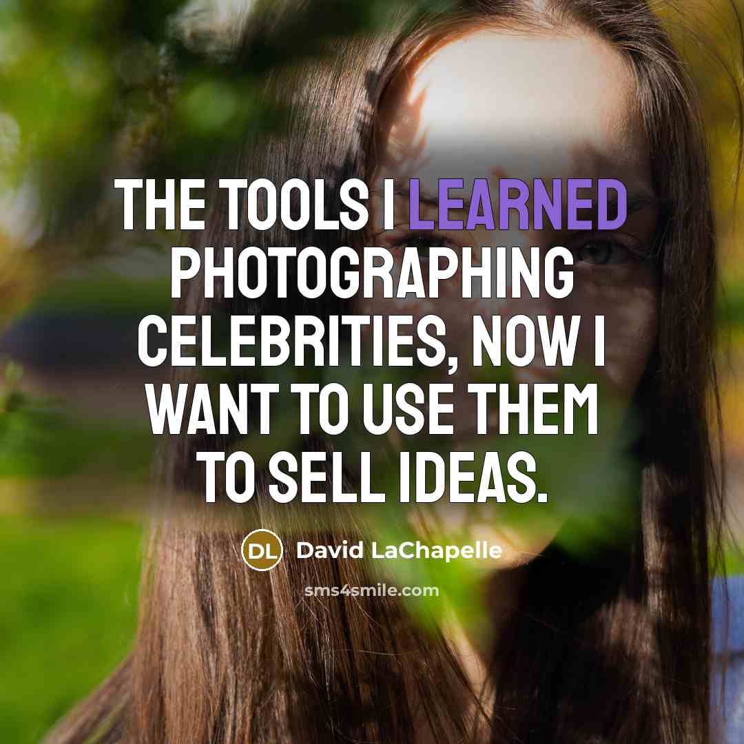 “The tools I learned photographing celebrities, now I want to use them to sell ideas.” quote by David LaChapelle