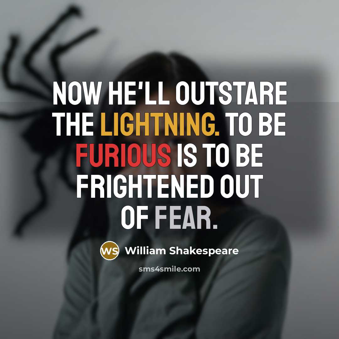 “Now he'll outstare the lightning. To be furious Is to be frightened out of fear.” quote by William Shakespeare