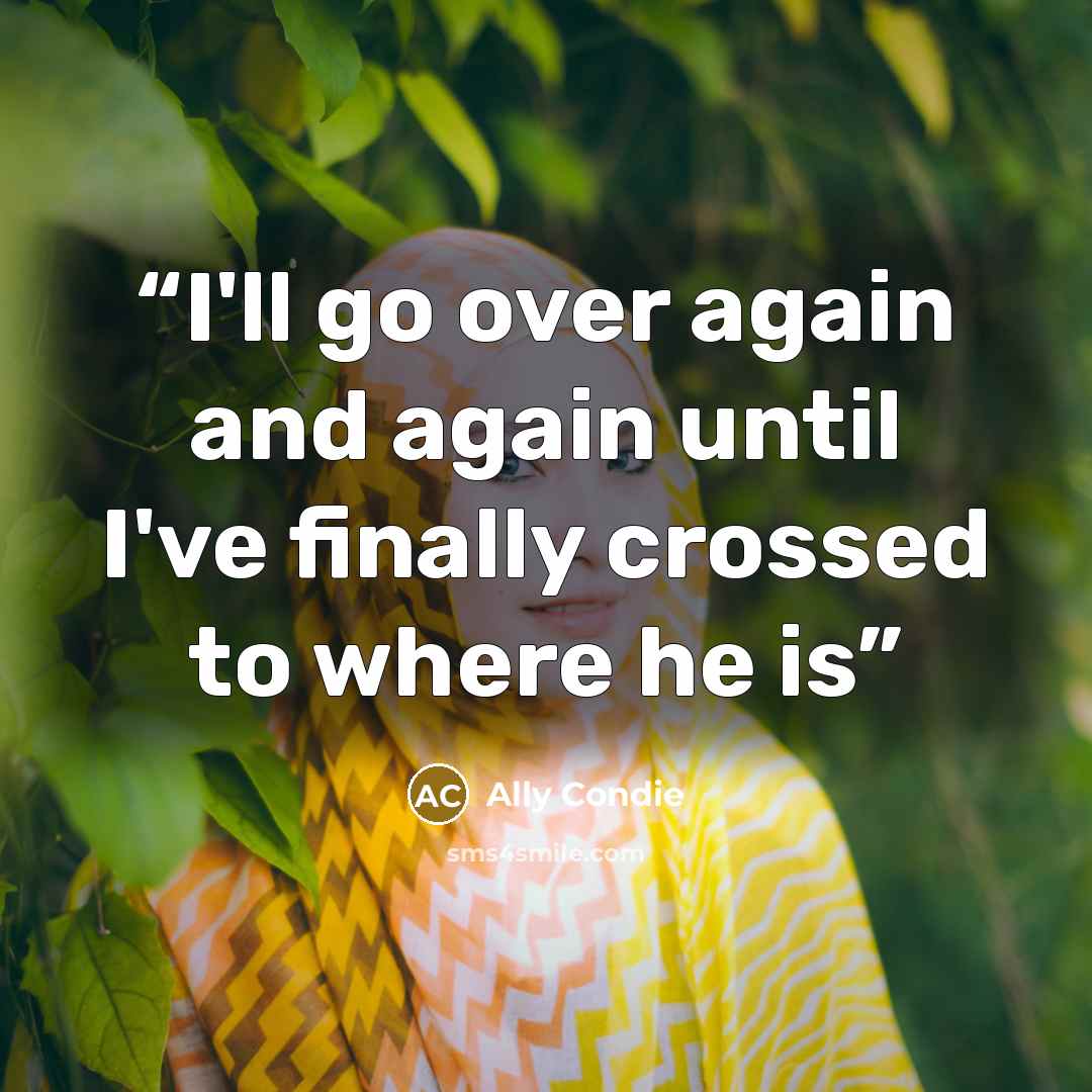 “I'll go over again and again until I've finally crossed to where he is” quote by Ally Condie