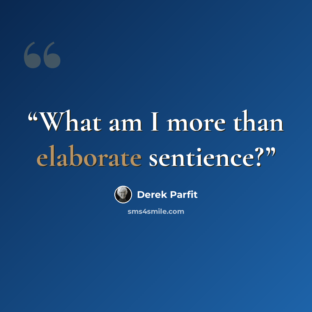“What am I more than elaborate sentience?” quote by Derek Parfit