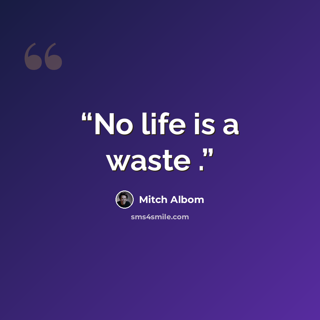 “No life is a waste .” quote by Mitch Albom