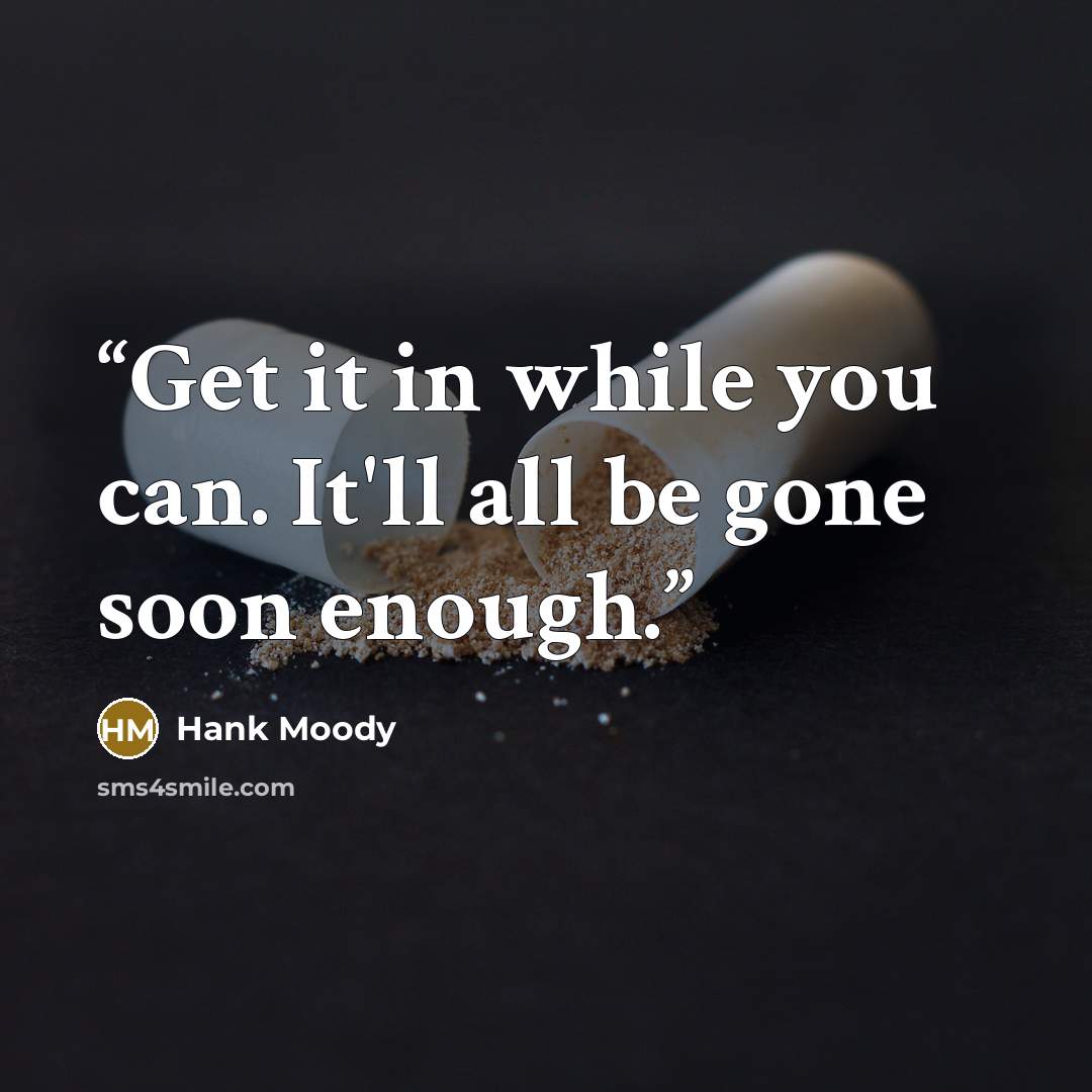 “Get it in while you can. It'll all be gone soon enough.” quote by Hank Moody