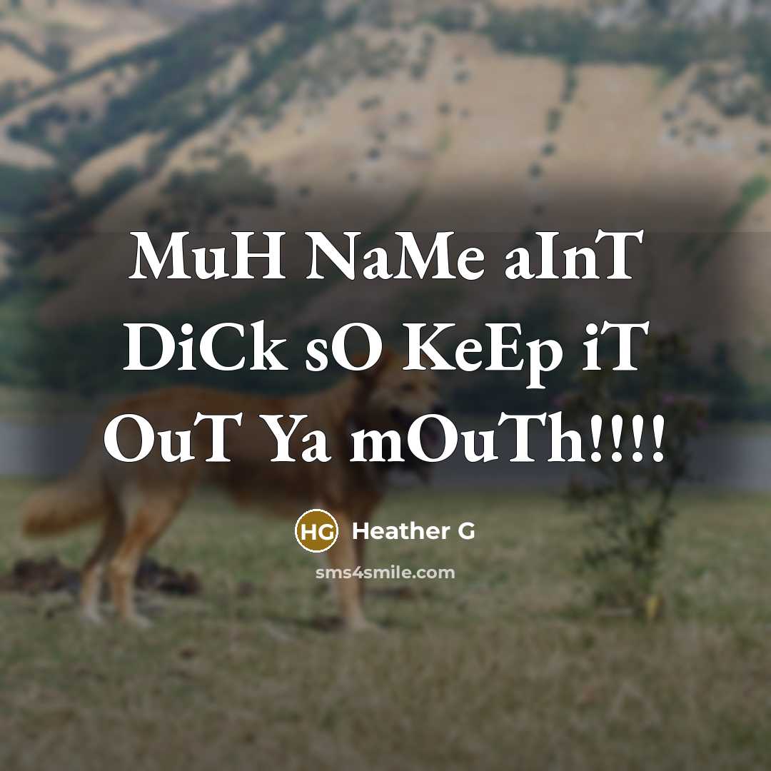 “MuH NaMe aInT DiCk sO KeEp iT OuT Ya mOuTh!!!!” quote by HEATHER G