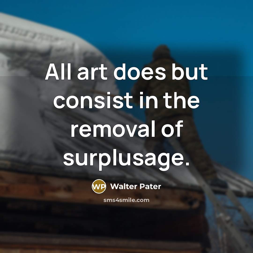 “All art does but consist in the removal of surplusage.” quote by Walter Pater