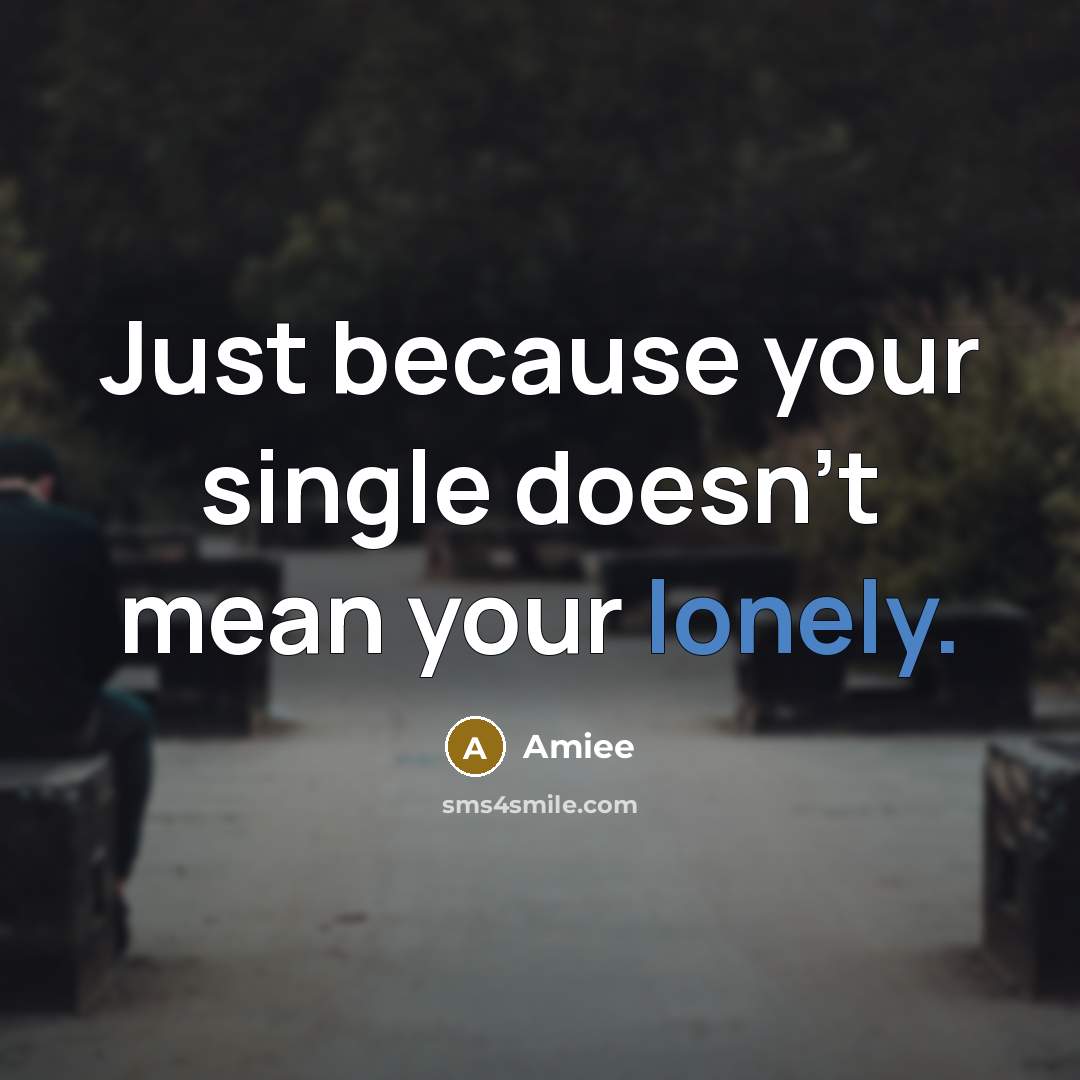 “Just because your single doesn't mean your lonely.” quote by Amiee
