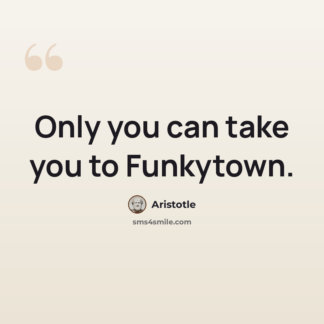 “Only you can take you to Funkytown.” quote by Aristotle