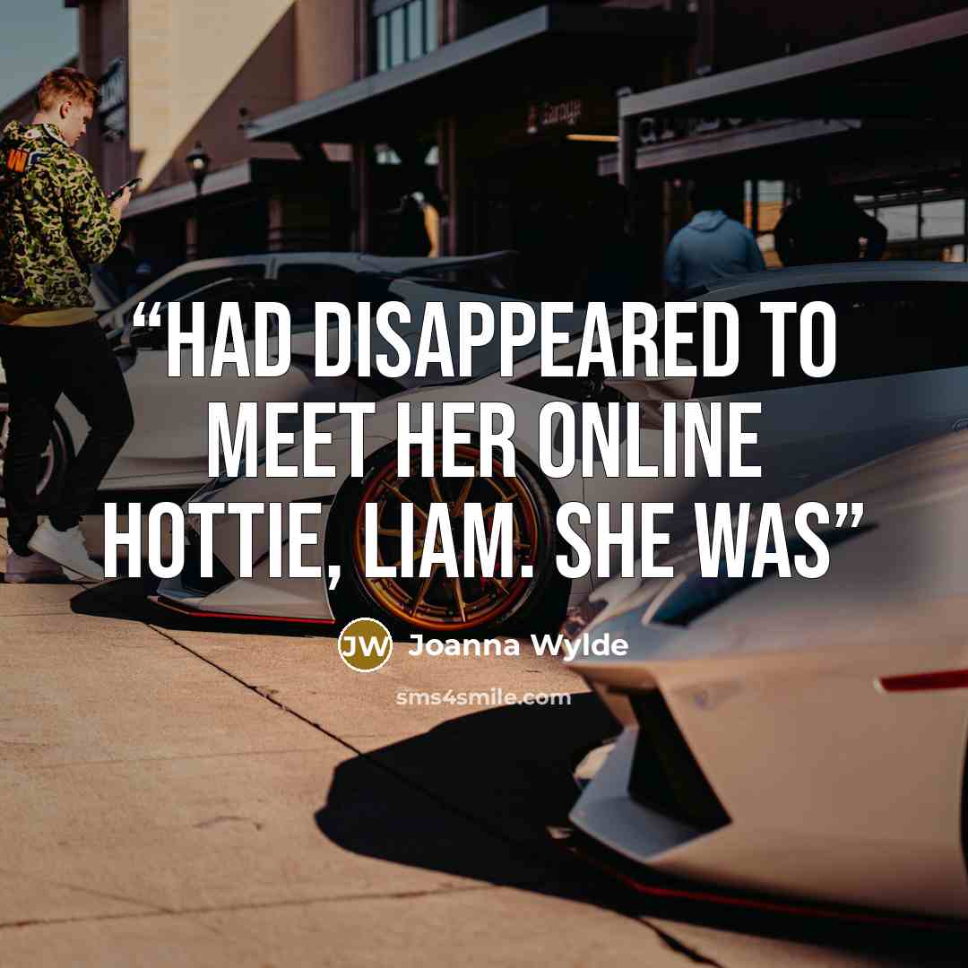 “had disappeared to meet her online hottie, Liam. She was” quote by Joanna Wylde