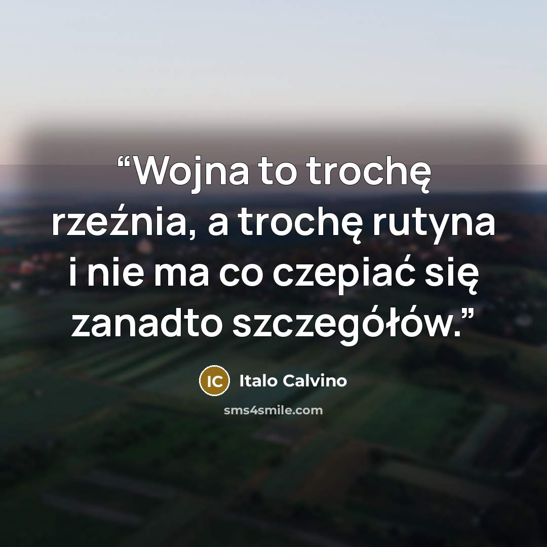 “Wojna to trochę rzeźnia, a trochę rutyna i nie ma co czepiać się zanadto szczegółów.” quote by Italo Calvino