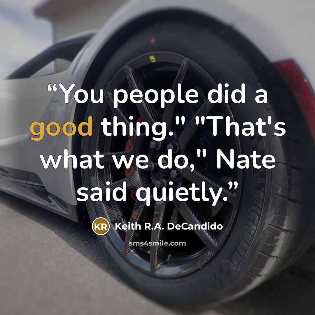 “You people did a good thing." "That's what we do," Nate said quietly.” quote by Keith R.A. DeCandido