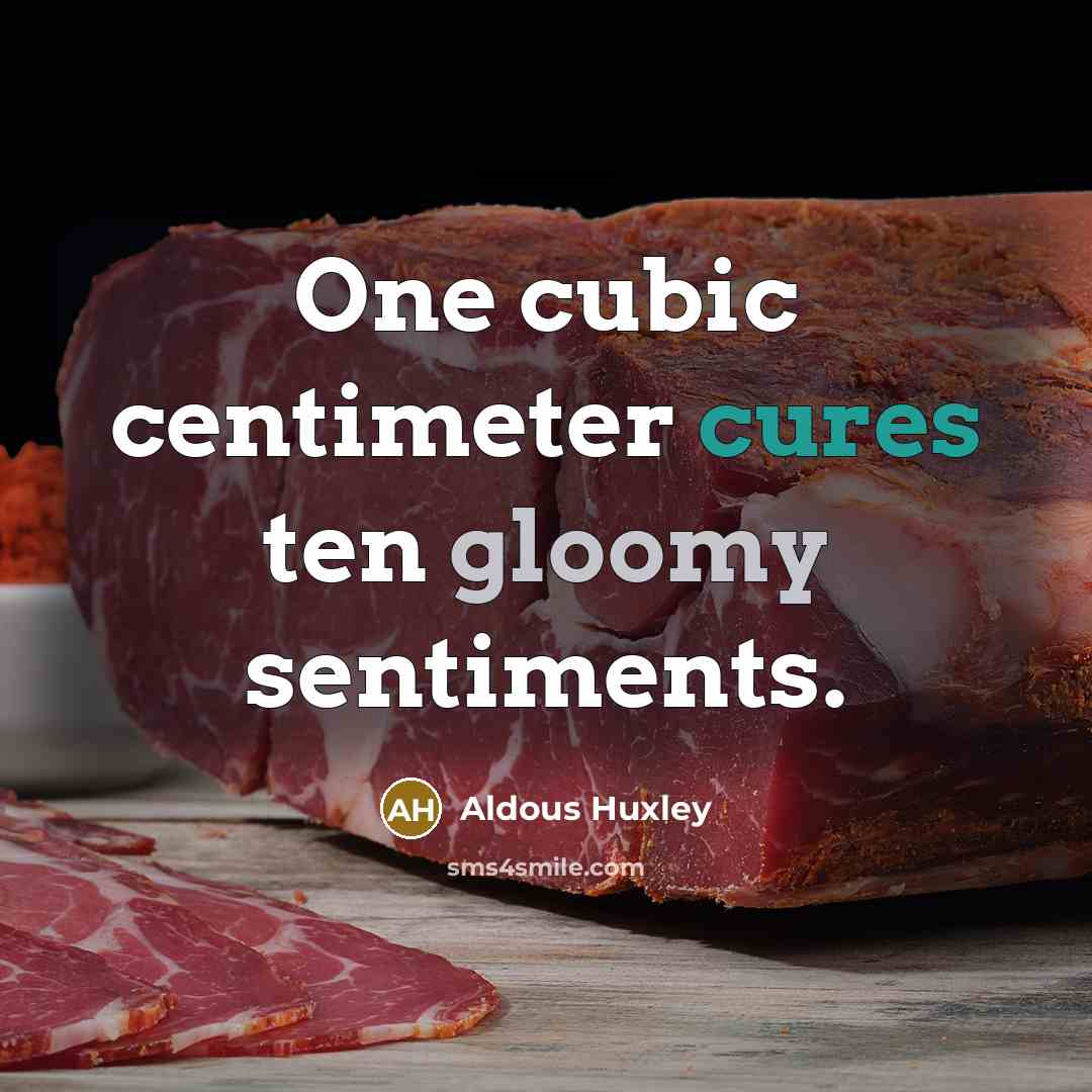 “One cubic centimeter cures ten gloomy sentiments.” quote by Aldous Huxley