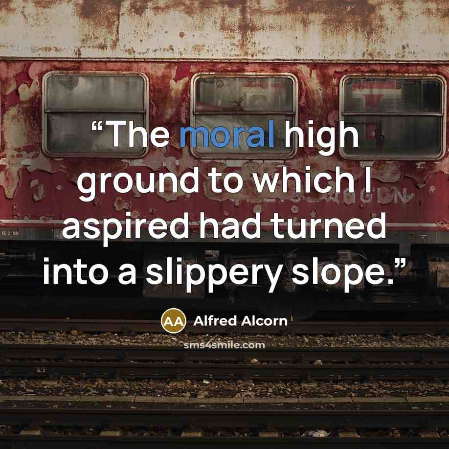 “The moral high ground to which I aspired had turned into a slippery slope.” quote by Alfred Alcorn