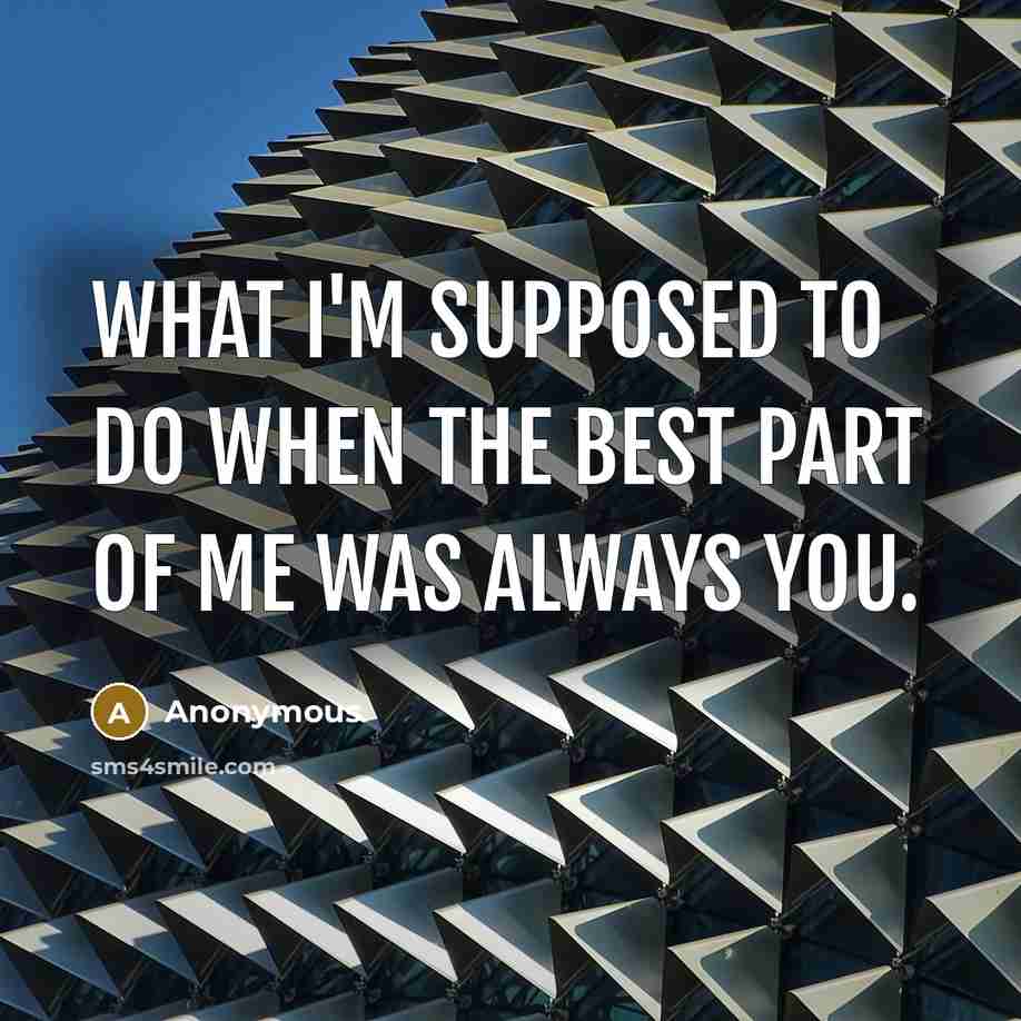 “What I'm supposed to do when the best part of me was always you.” quote by Anonymous