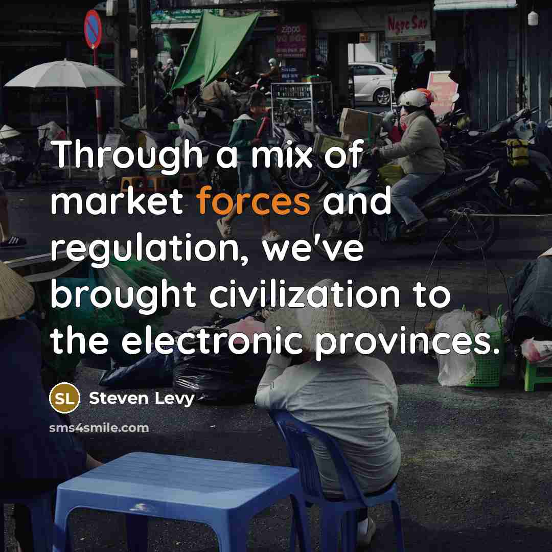 “Through a mix of market forces and regulation, we've brought civilization to the electronic provinces.” quote by Steven Levy