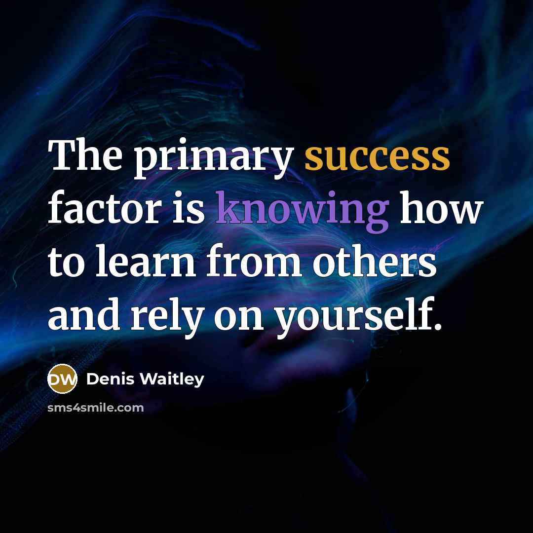 “The primary success factor is knowing how to learn from others and rely on yourself.” quote by Denis Waitley