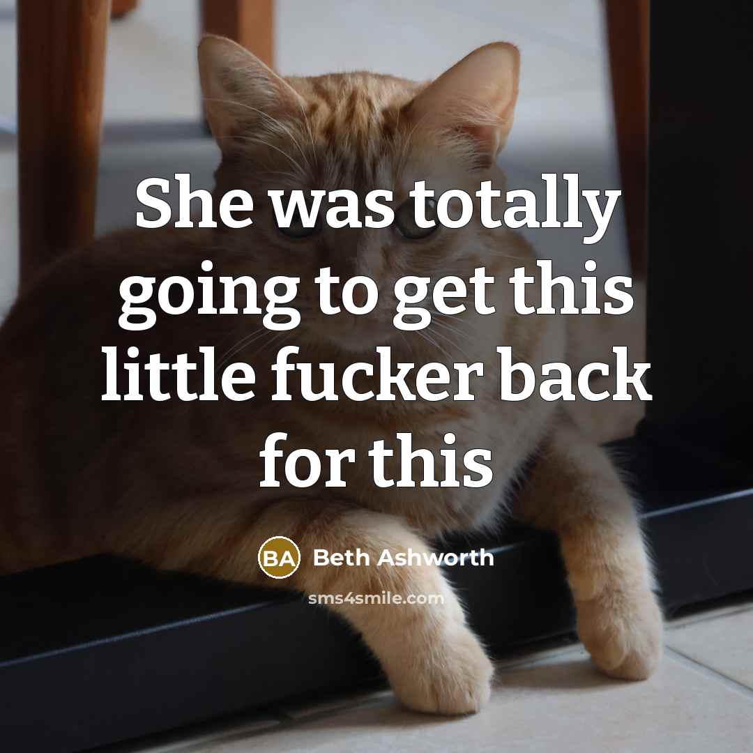 “She was totally going to get this little fucker back for this” quote by Beth Ashworth