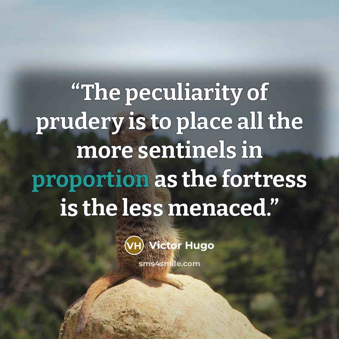 “The peculiarity of prudery is to place all the more sentinels in proportion as the fortress is the less menaced.” quote by Victor Hugo