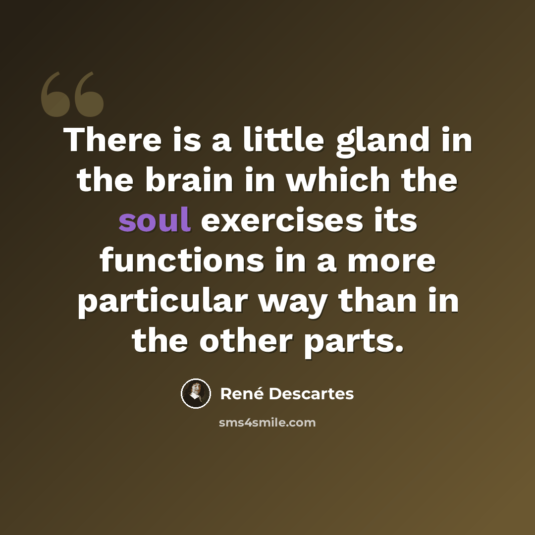 “There is a little gland in the brain in which the soul exercises its functions in a more particular way than in the other parts.” quote by Rene Descartes