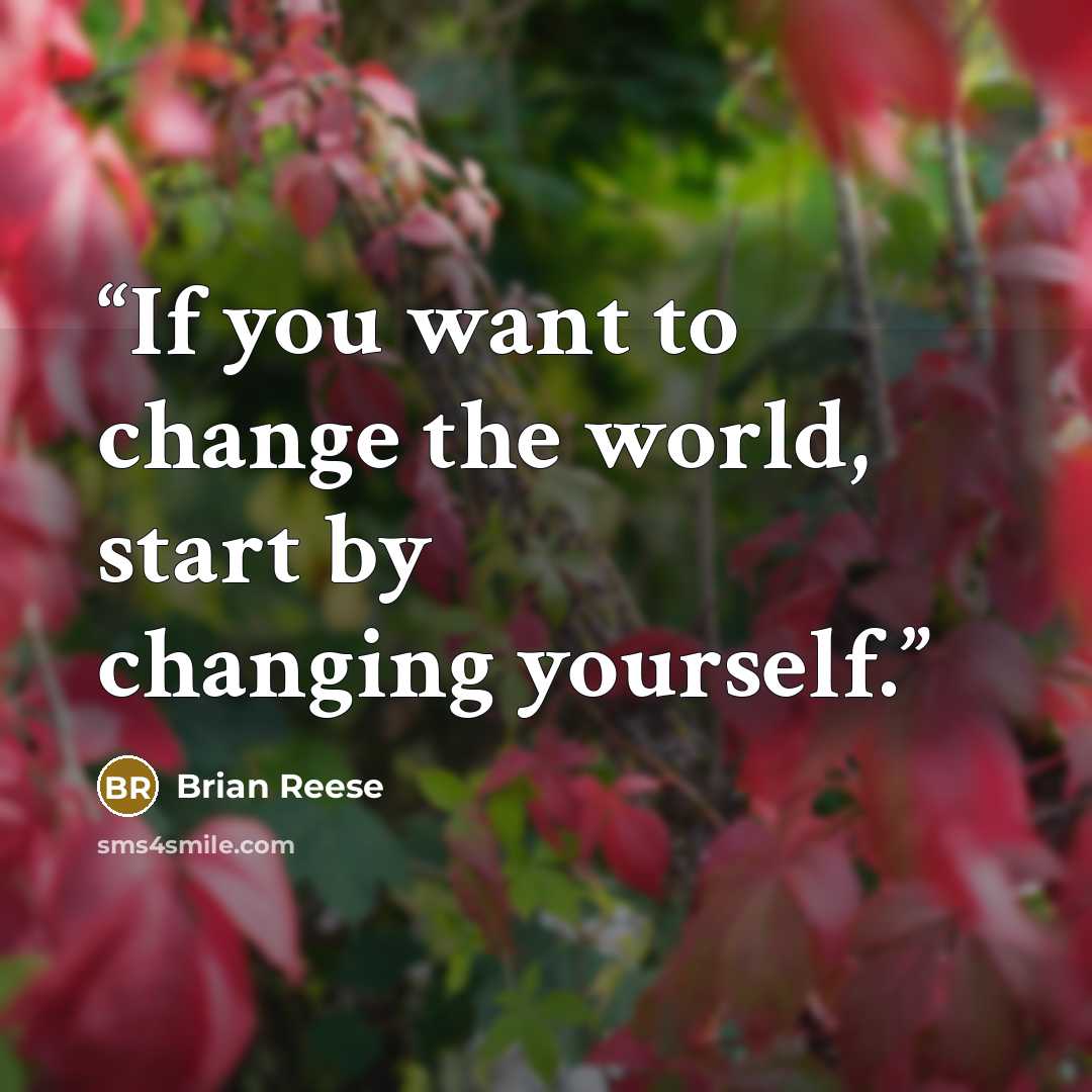 “If you want to change the world, start by changing yourself.” quote by Brian Reese