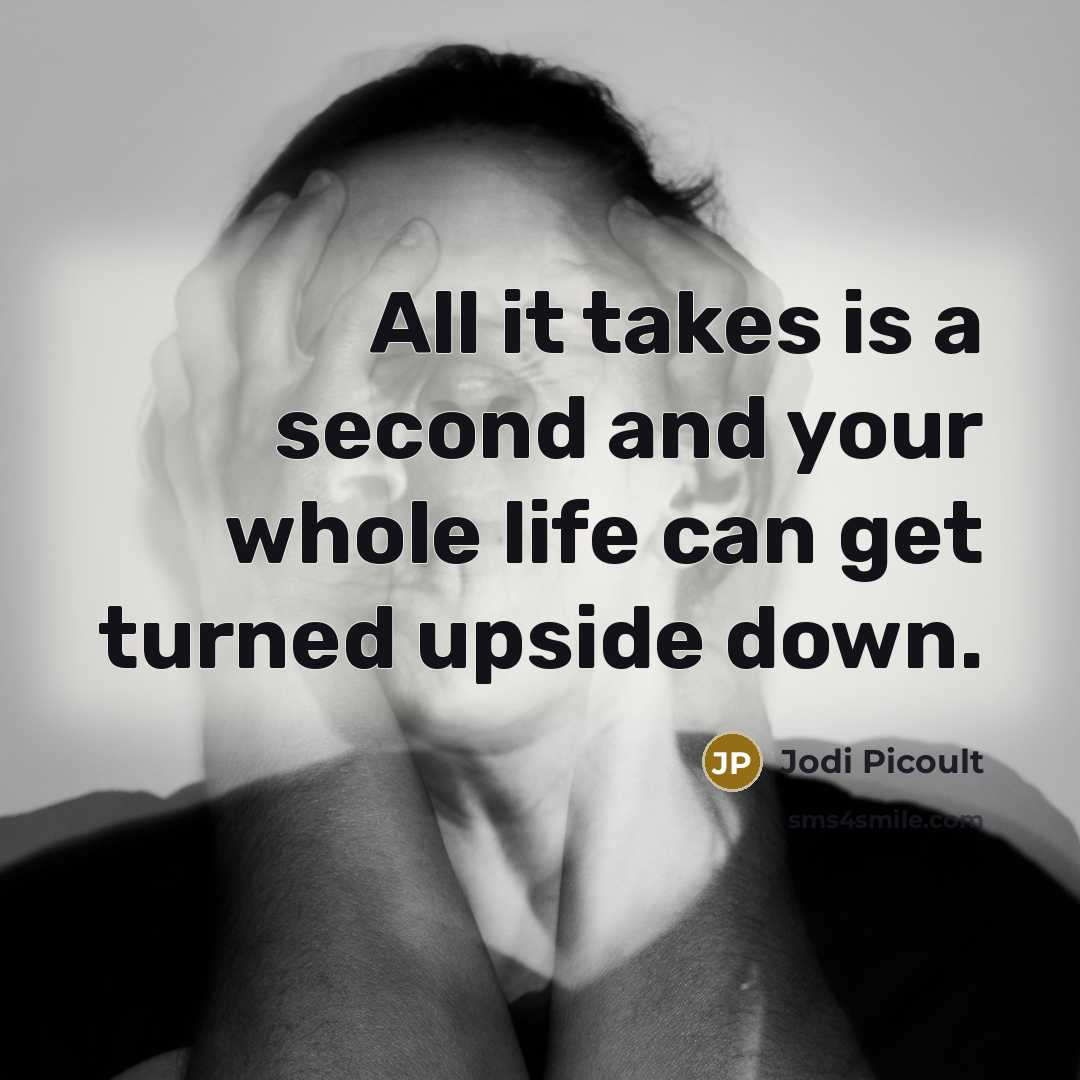 “All it takes is a second and your whole life can get turned upside down.” quote by Jodi Picoult