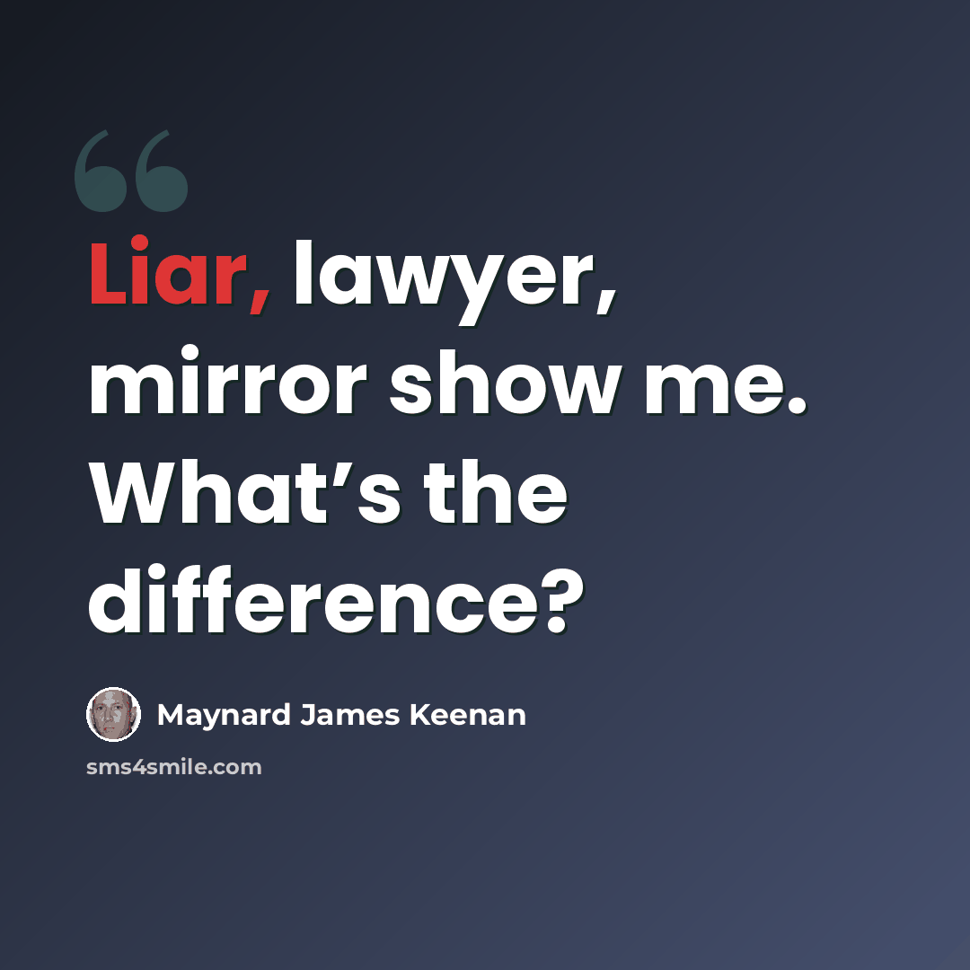 “Liar, lawyer, mirror show me. What’s the difference?” quote by Maynard James Keenan