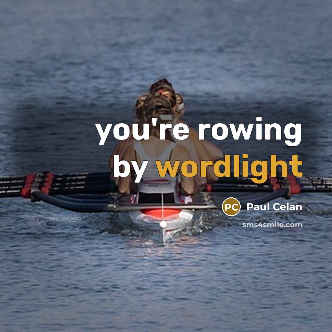 “you're rowing by wordlight” quote by Paul Celan