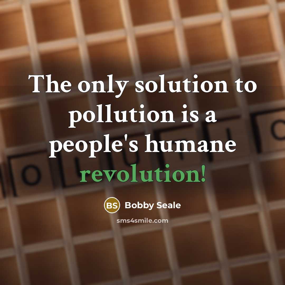 “The only solution to pollution is a people's humane revolution!” quote by Bobby Seale