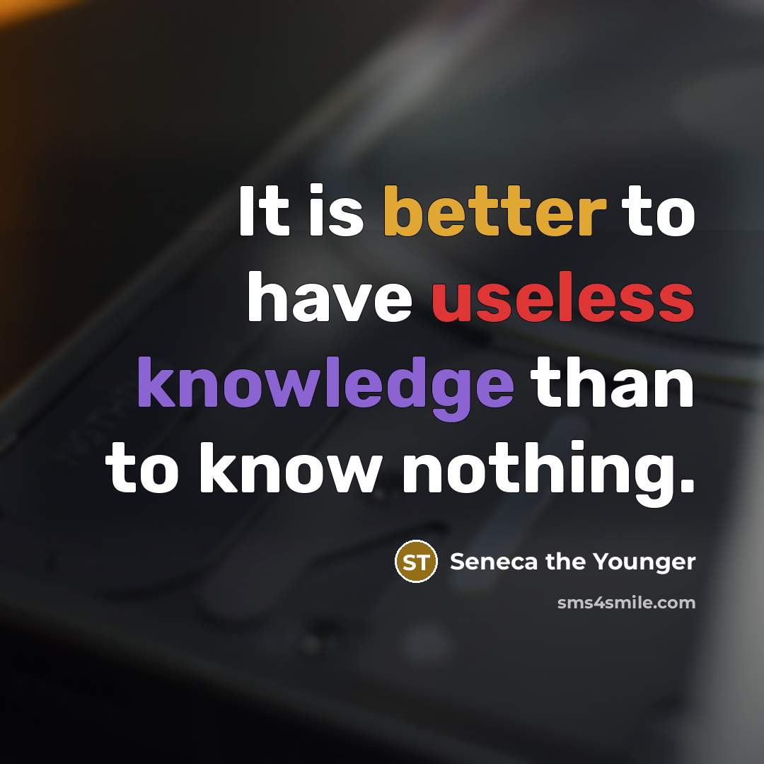 “It is better to have useless knowledge than to know nothing.” quote by Seneca the Younger