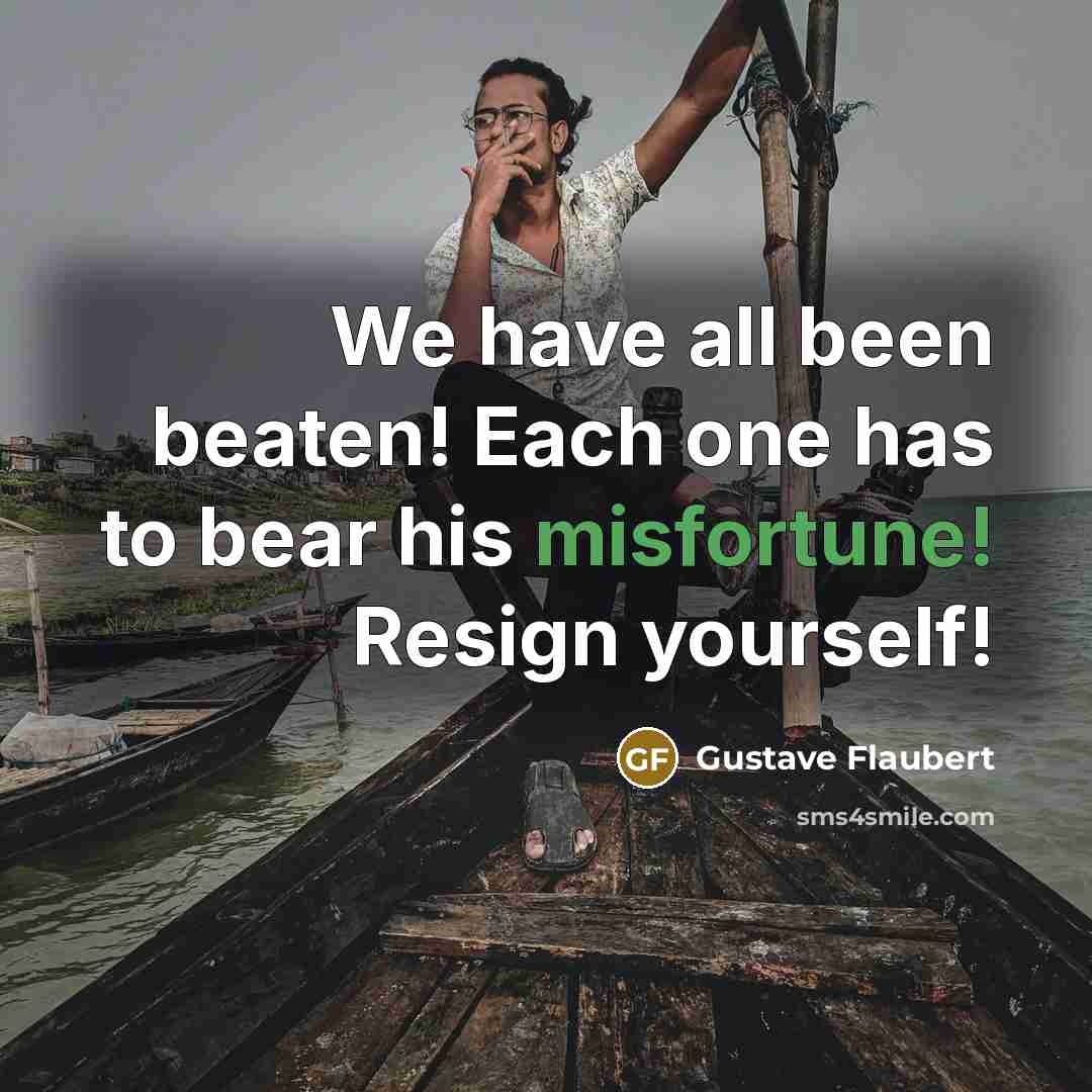 “We have all been beaten! Each one has to bear his misfortune! Resign yourself!” quote by Gustave Flaubert
